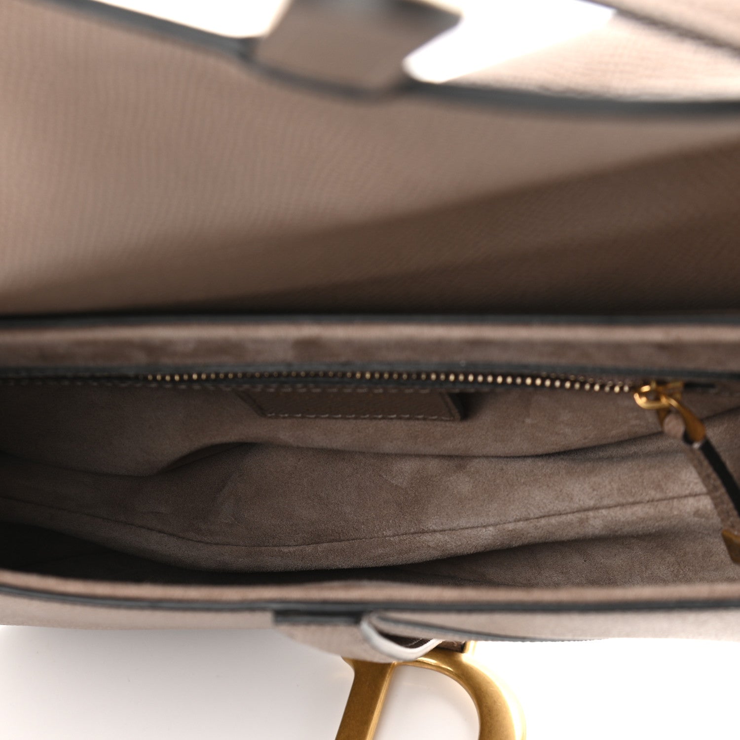 Christian Dior Grained Calfskin Saddle Bag Warm Taupe 5 of 11