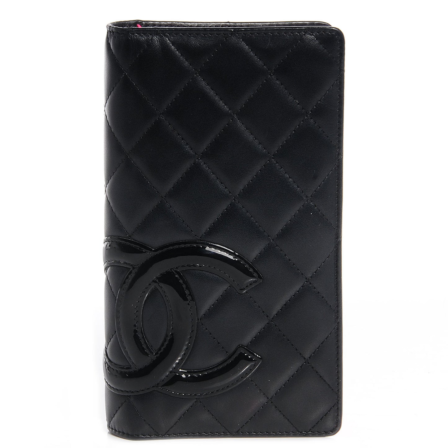 Calfskin Cambon Quilted Yen Wallet Black