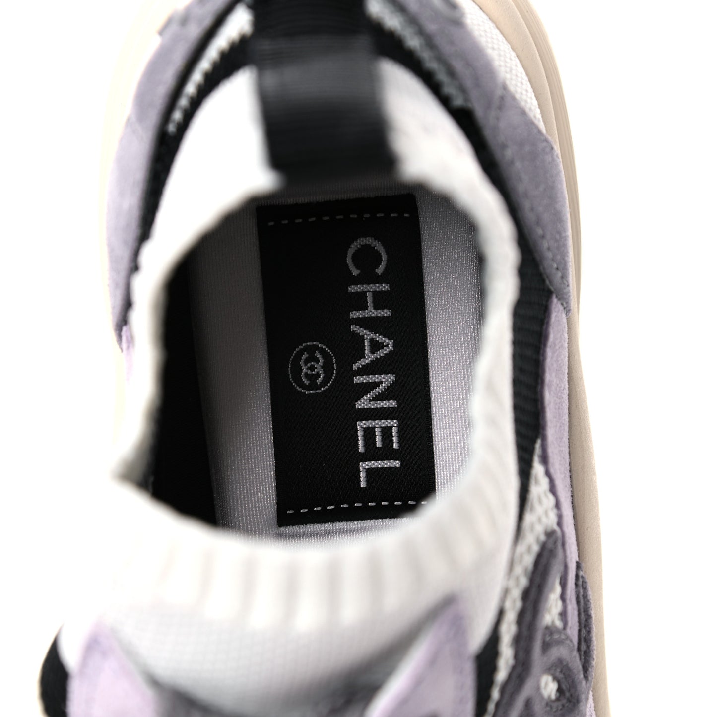 Mesh Suede Fabric Womens CC Sneakers 36 White Black Purple Dark Purple
