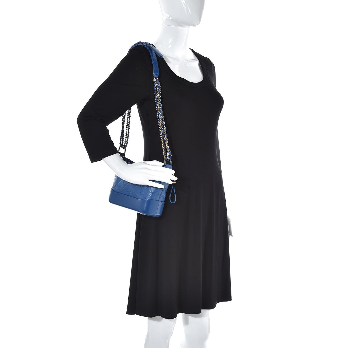 Aged Calfskin Quilted Small Gabrielle Hobo Blue