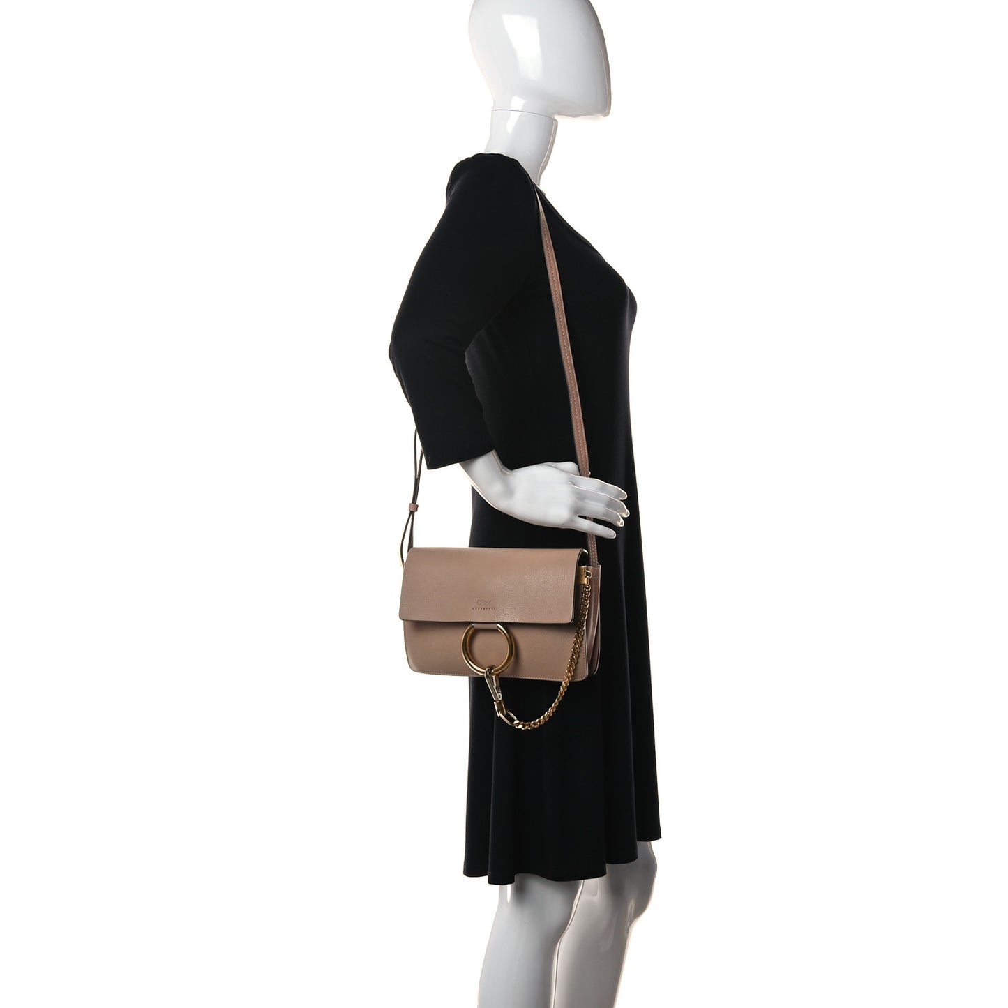 Goatskin Small Faye Shoulder Bag Biscotti Beige