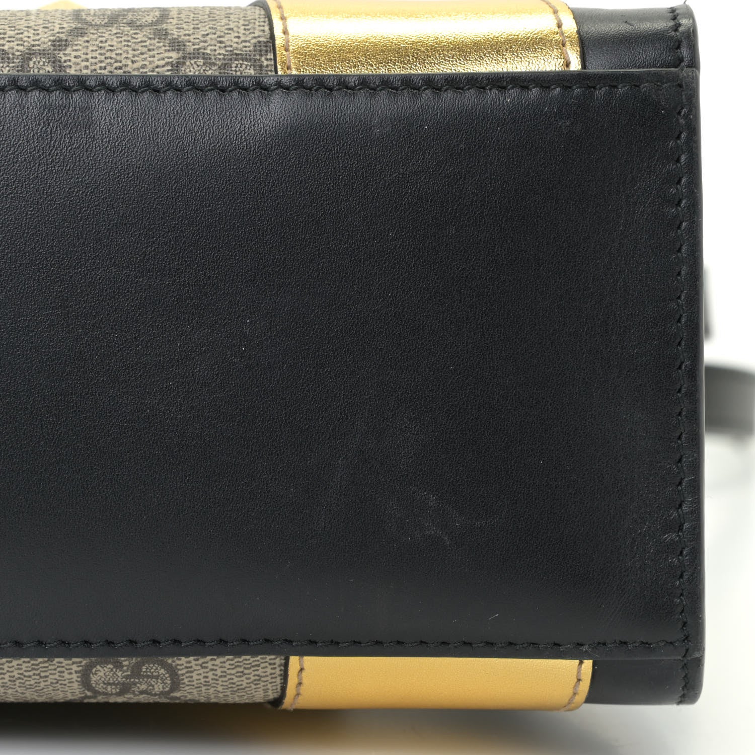 Gucci GG Supreme Monogram Small Osiride Top Handle Bag Black Gold 24 of 25