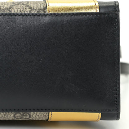 Gucci GG Supreme Monogram Small Osiride Top Handle Bag Black Gold 24 of 25