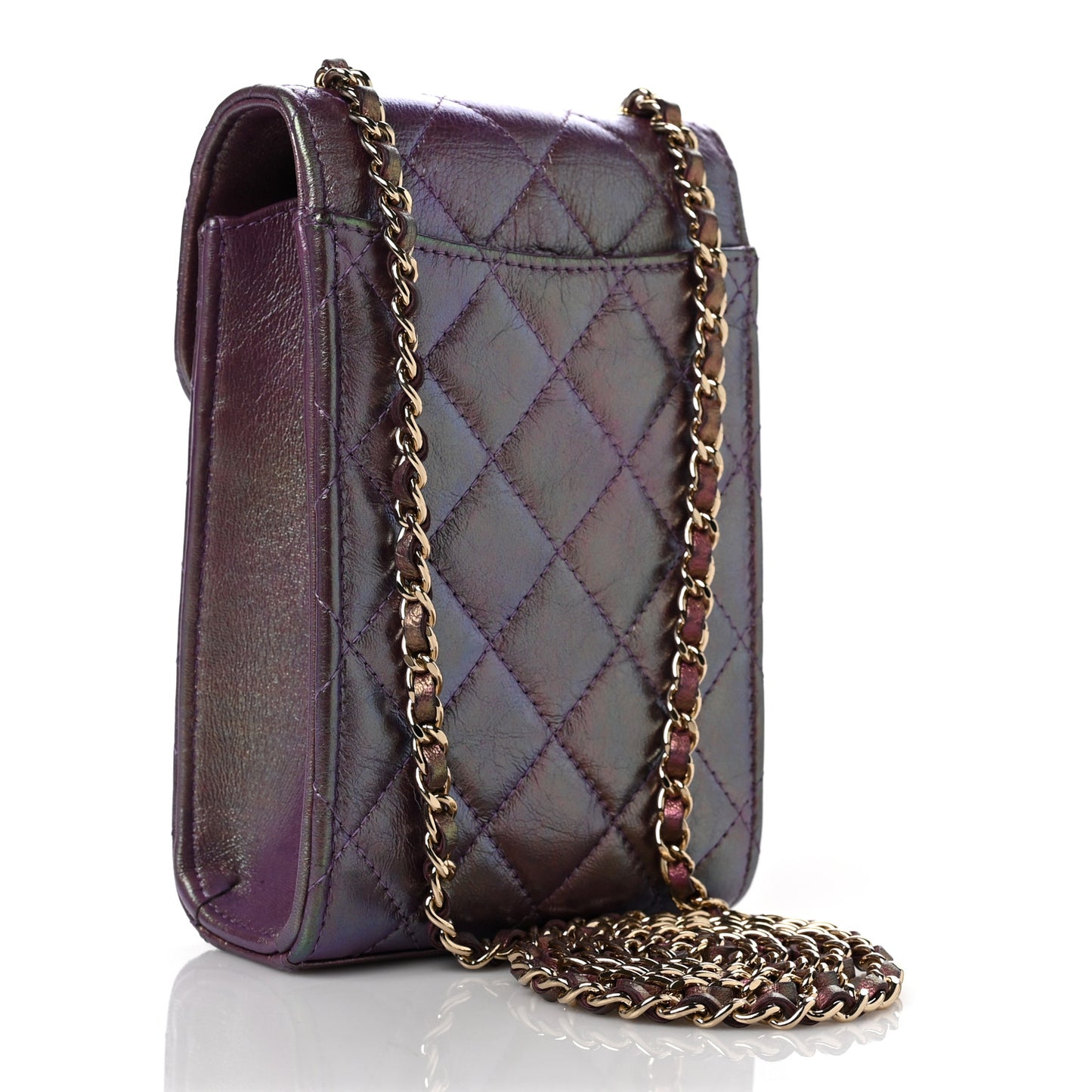 Iridescent Lambskin Quilted CC Phone Holder