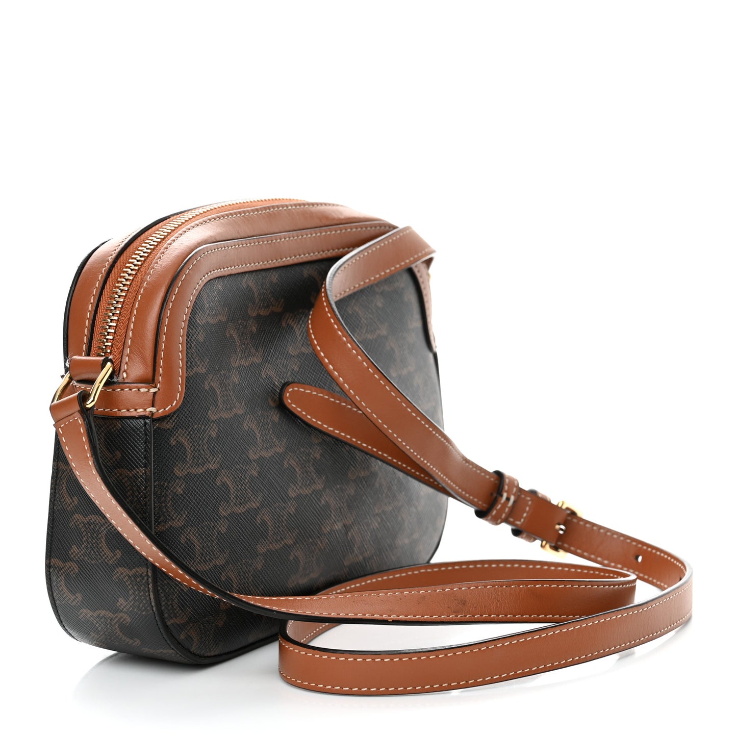 Triomphe Canvas Small Camera Bag Tan