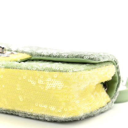 Chanel Sequin Mini Waterfall Flap Green Light Green Yellow 10 of 10