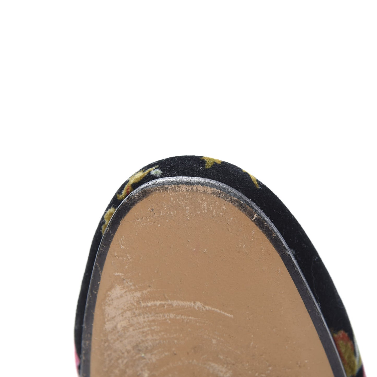 Velvet Fur Floral Womens Princetown Slippers 41 Black