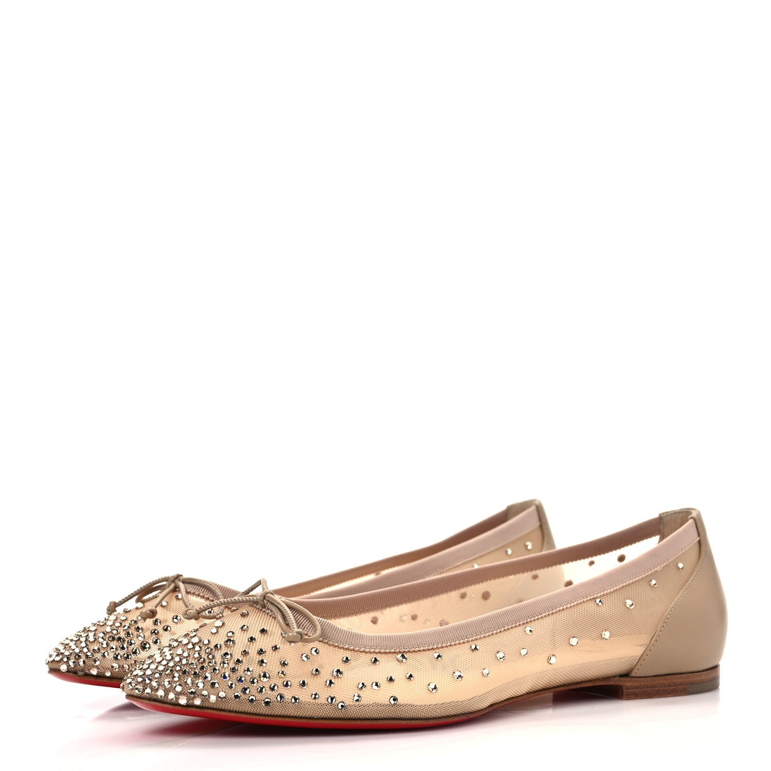 Christian Louboutin Crystal Strass Follies Flats 38.5 Light Silk 3 of 7