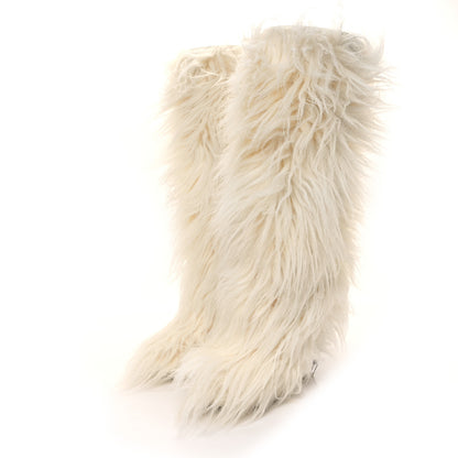 Chanel Fantasy Fur Icicle Heel Mukluks Boots 39 Ecru 3 of 9