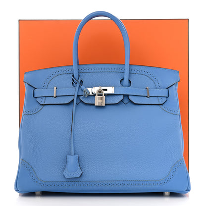 Hermes Togo Swift Ghillies Birkin 35 Bleu Paradis 12 of 12