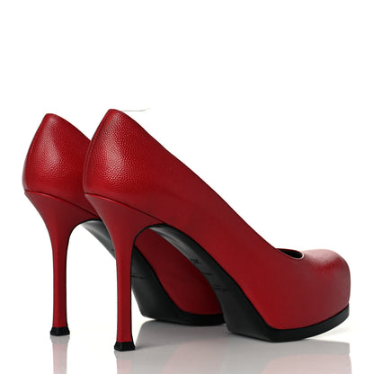 Saint Laurent Vernigolf Tribtoo Platform 80 Pumps 36.5 Red 4 of 10