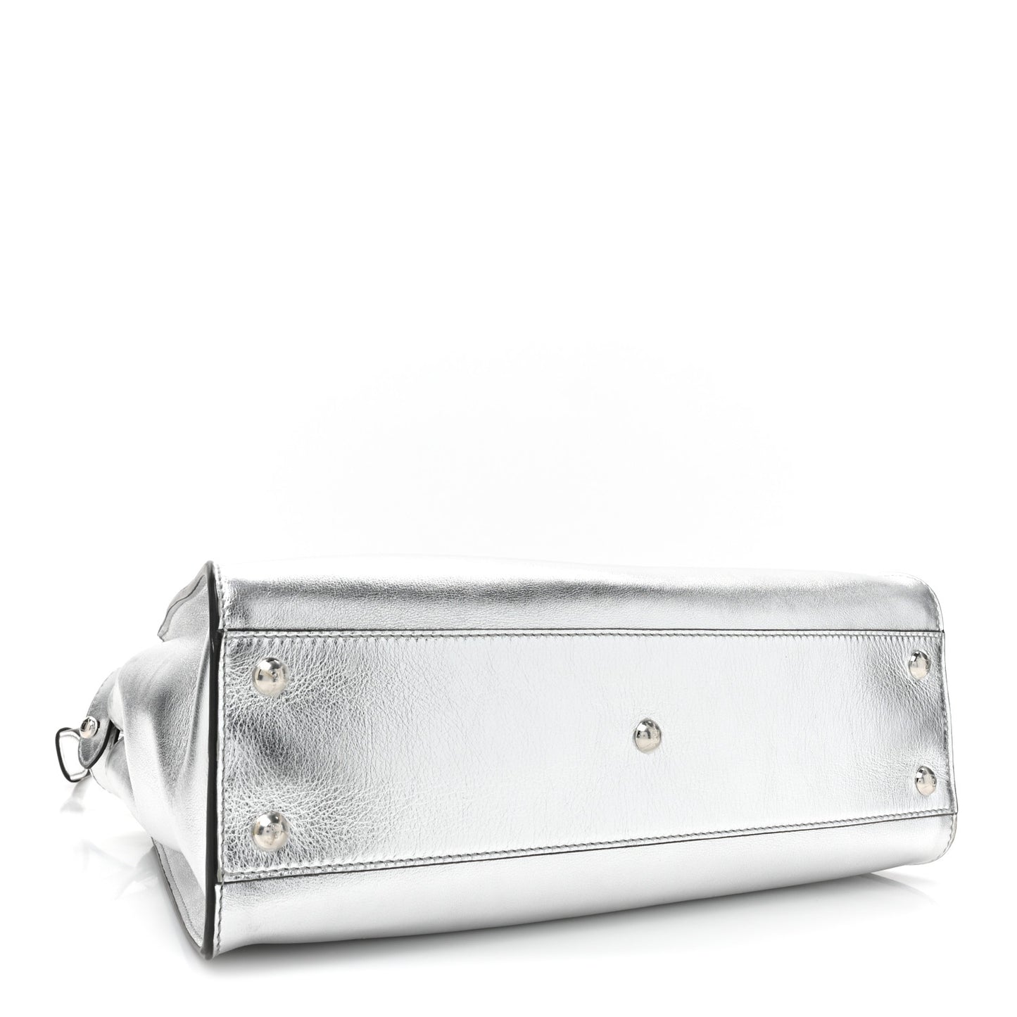 Vitello Catalan Mirror Medium Peekaboo Iconic Satchel Argento