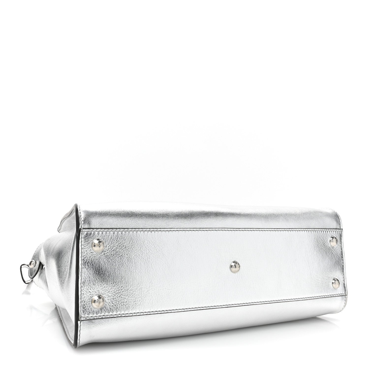 Fendi Vitello Catalan Mirror Medium Peekaboo Iconic Satchel Argento 4 of 14