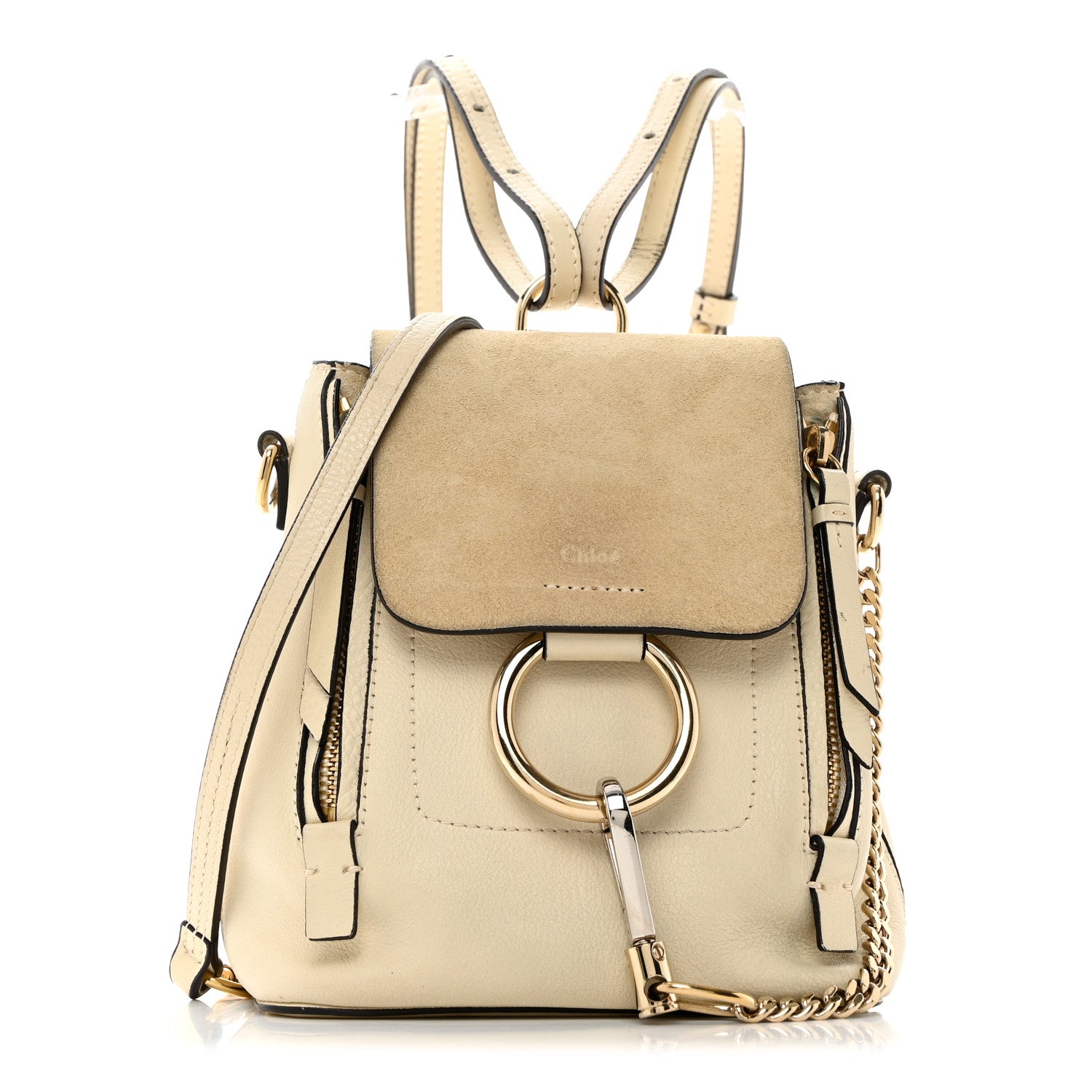 Chloe Suede Calfskin Mini Faye Backpack Off White 1 of 14