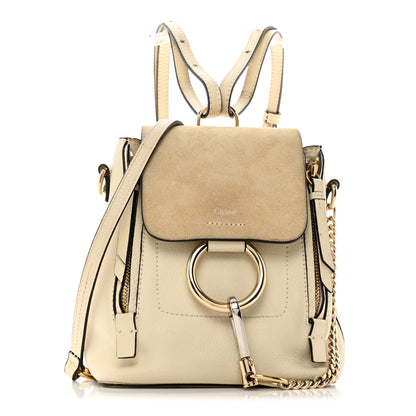 Chloe Suede Calfskin Mini Faye Backpack Off White 1 of 14