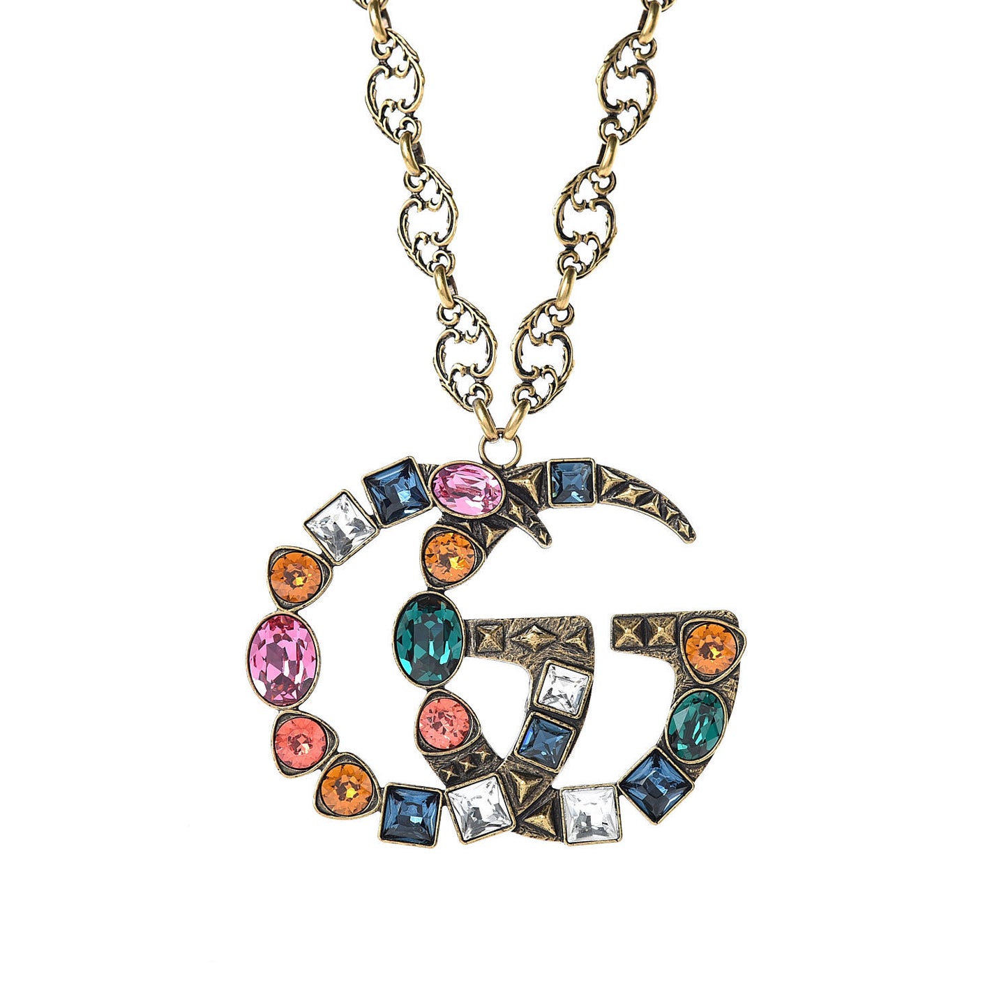Crystal Marmont Necklace Aged Gold Multicolor