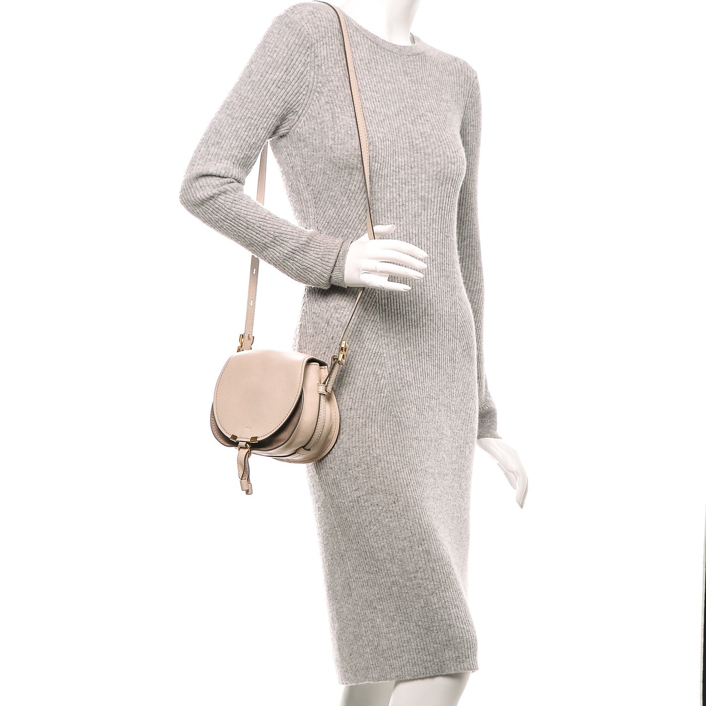 Calfskin Mini Marcie Nude Crossbody Bag Abstract White