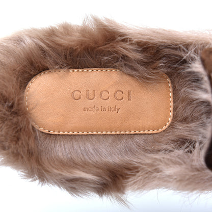 Gucci Velvet GG Monogram Fur Womens Princetown Slippers 38 Brown Black Natural 7 of 8