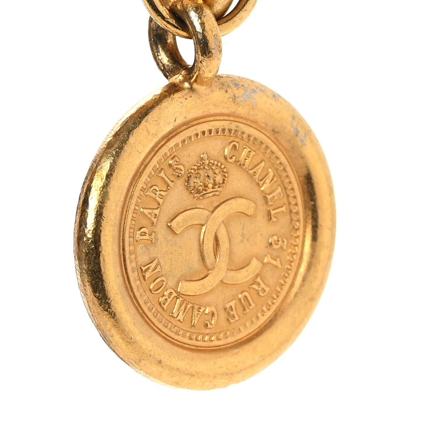 Lambskin Chain CC Medallion Belt Black Gold