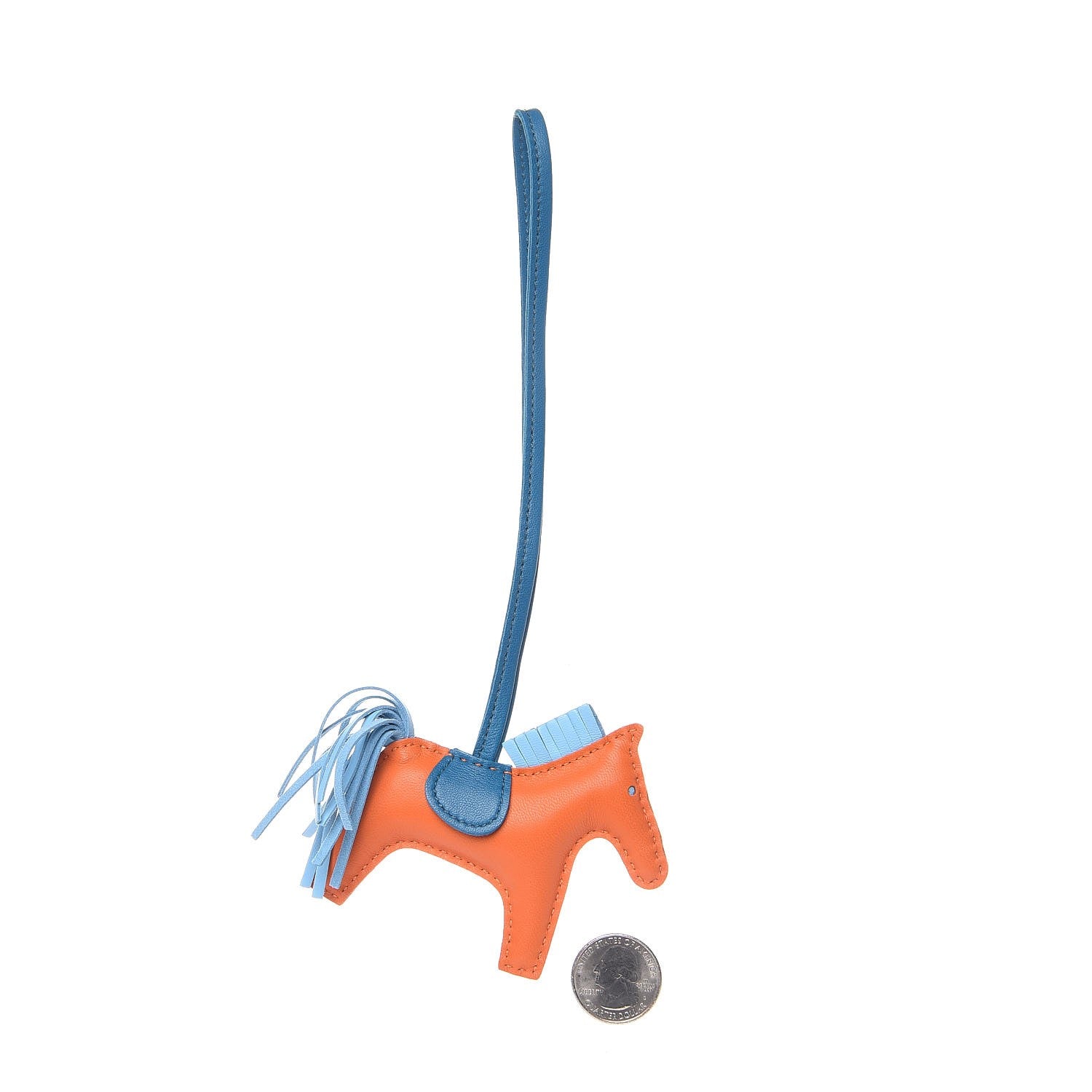 Hermes Milo Lambskin Grigri Rodeo Horse Bag Charm PM Feu Celeste Bleu Izmir 2 of 4