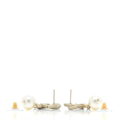 Chanel Crystal Pearl CC Drop Earrings Gold 3 of 5