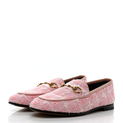 Gucci Wool Tweed Horsebit Womens Jordaan Loafers 36 Pink White Perfect Pink 3 of 8