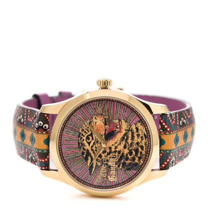 Gucci Stainless Steel Calfskin 38mm G-Timeless Leopard Quartz Watch 2 of 5