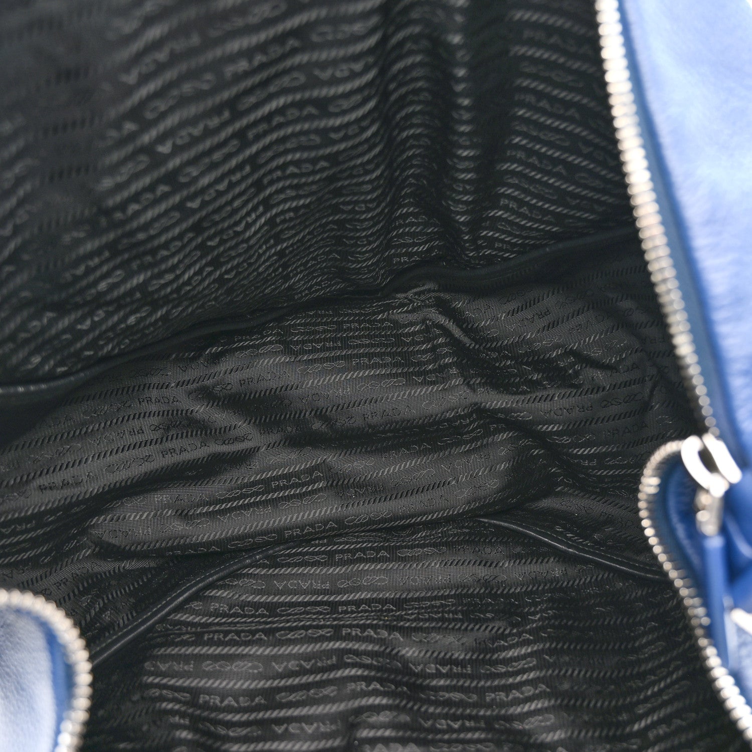 Prada Vitello Daino Triangle Shoulder Bag Blue 5 of 9
