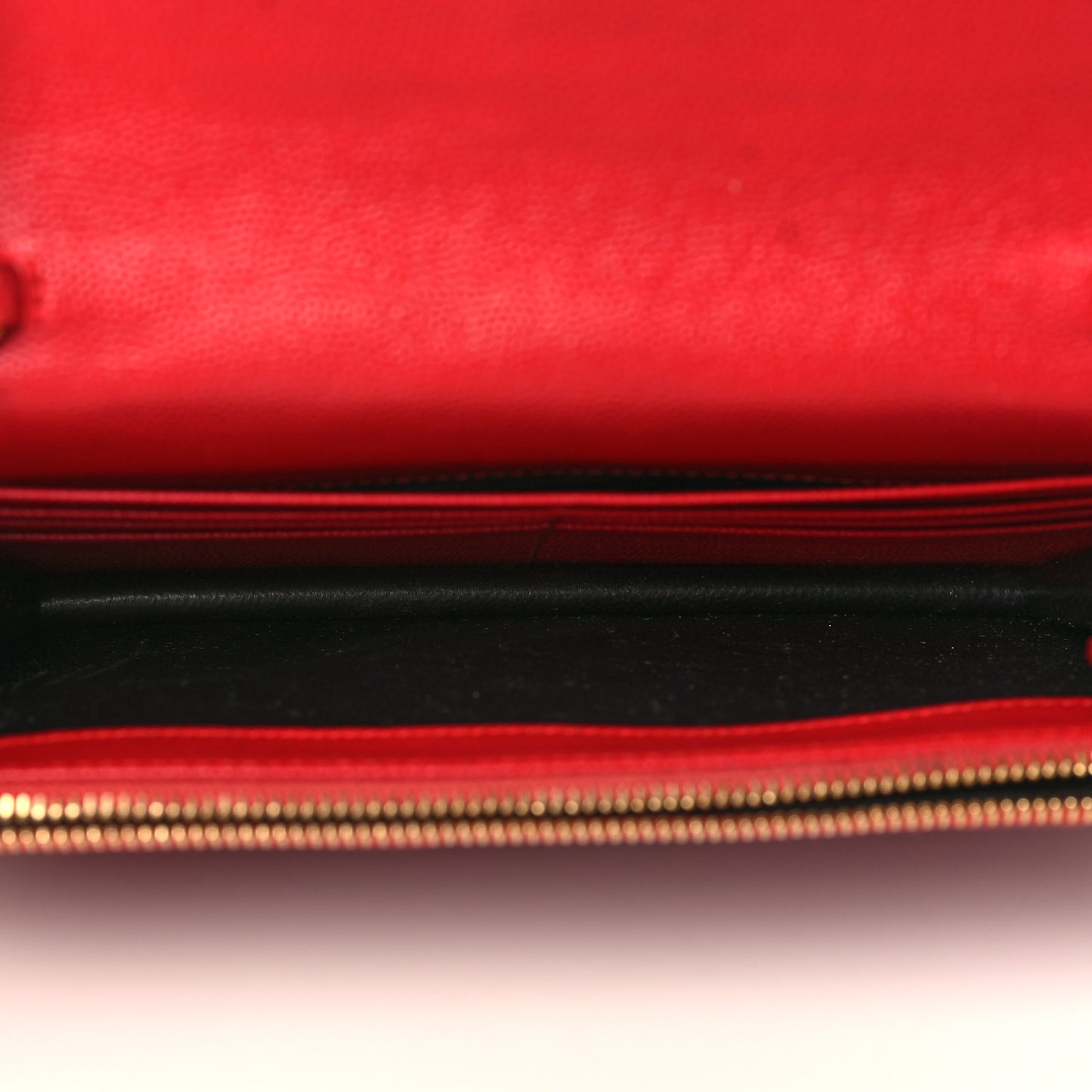 Grain De Poudre Matelasse Chevron Monogram Envelope Chain Wallet Red