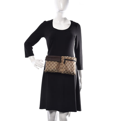 Gucci GG Monogram Double Pocket Belt Bag Dark Brown 2 of 12