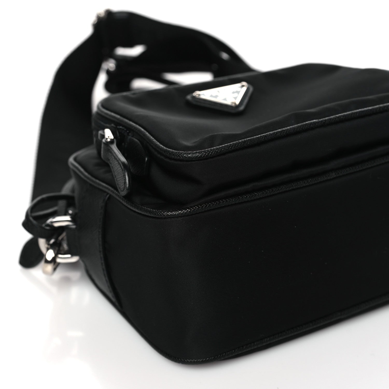 Prada Tessuto Saffiano Brique Crossbody Messenger Bag Black 8 of 9