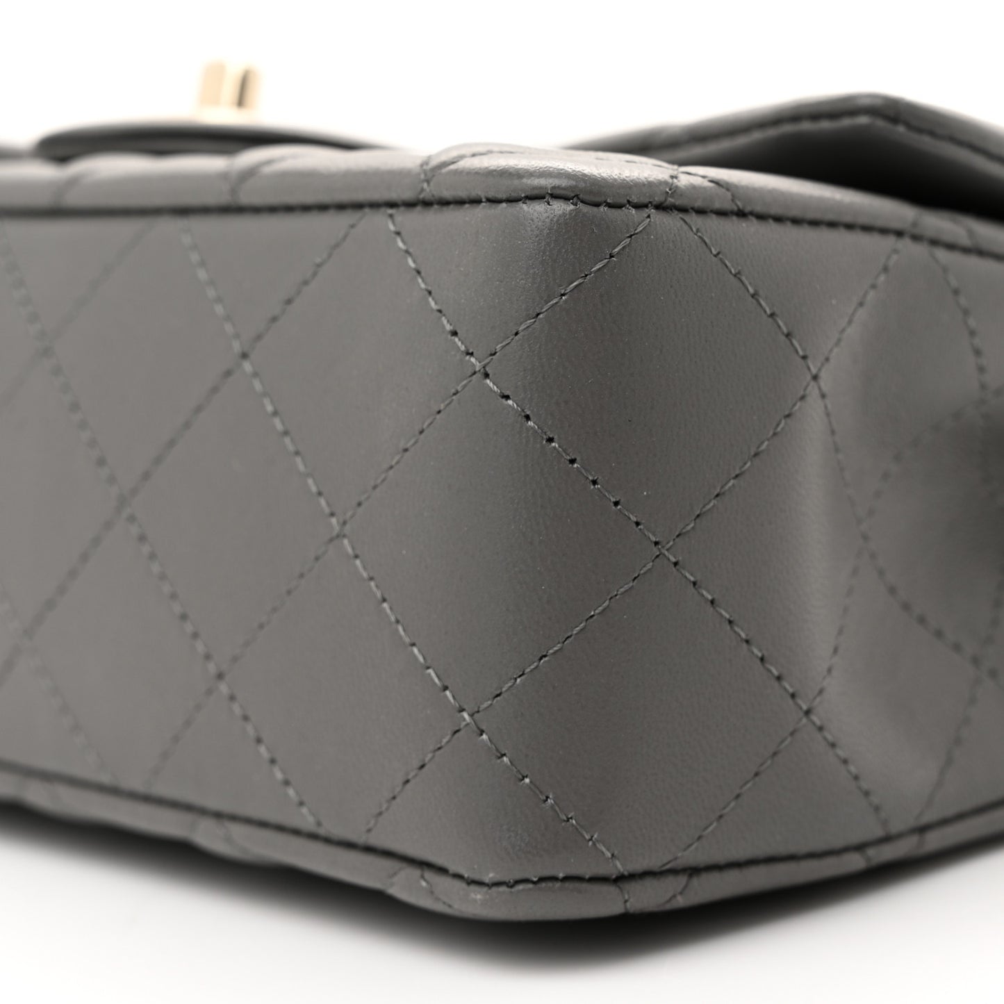 Lambskin Quilted Mini Rectangular Flap Dark Grey