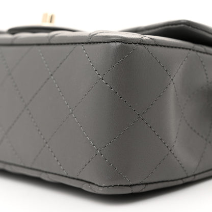 Chanel Lambskin Quilted Mini Rectangular Flap Dark Grey 10 of 10