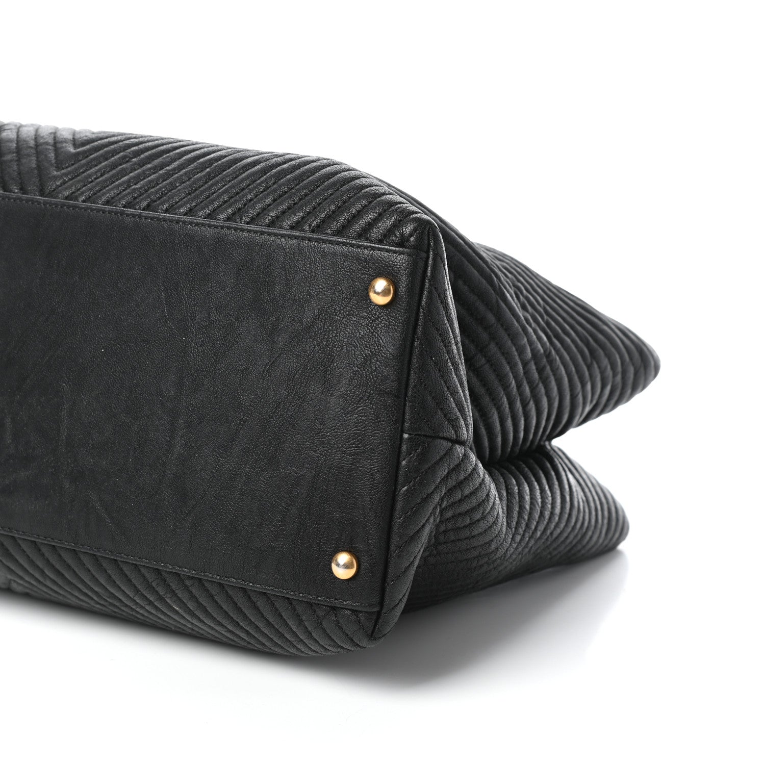 Chanel Wrinkled Lambskin Chevron Quilted Surpique Tote Black 9 of 9