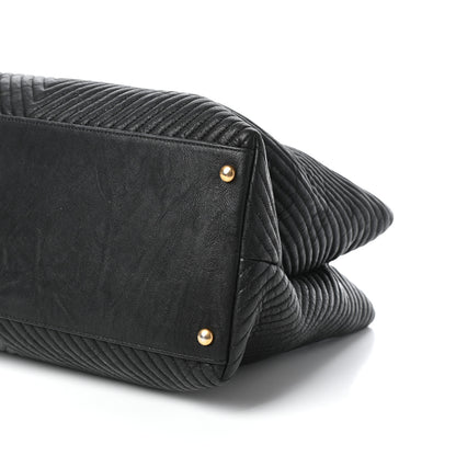 Chanel Wrinkled Lambskin Chevron Quilted Surpique Tote Black 9 of 9