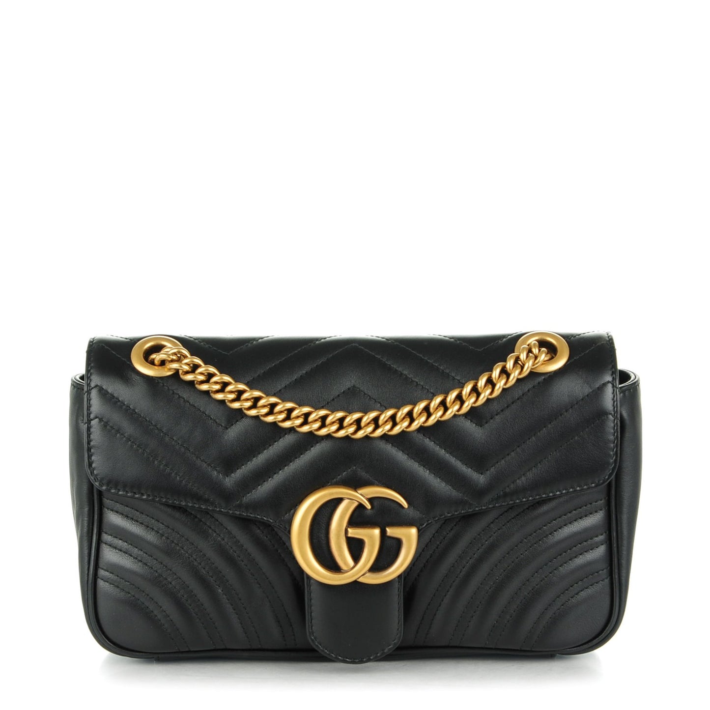 Calfskin Matelasse Small GG Marmont Shoulder Bag Black
