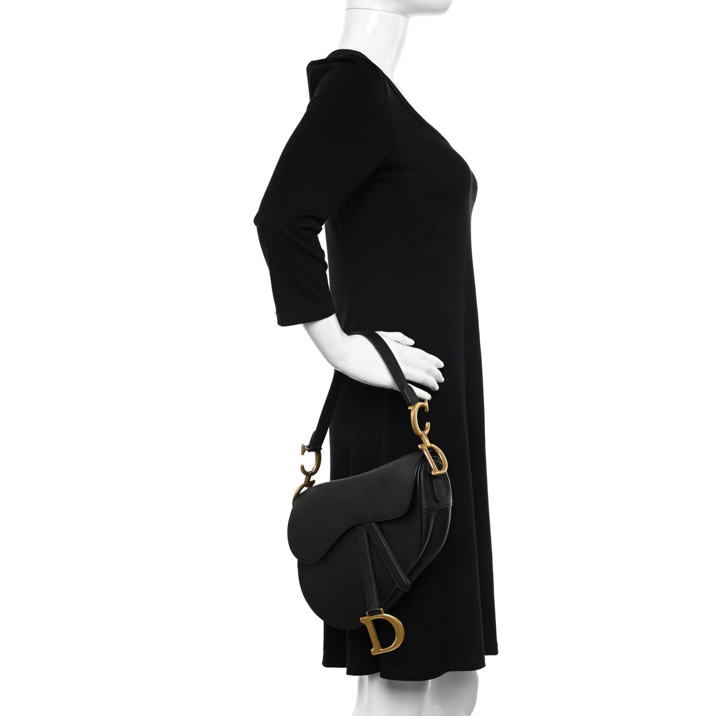 Grained Calfskin Saddle Bag Black