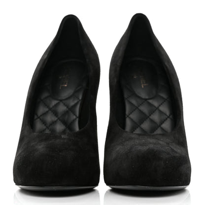 Chanel Suede Calfskin CC Pumps 39 Black 2 of 8