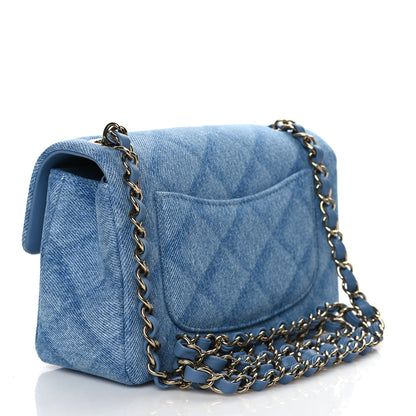 Chanel Printed Denim Quilted Mini Rectangular Flap Light Blue 5 of 21