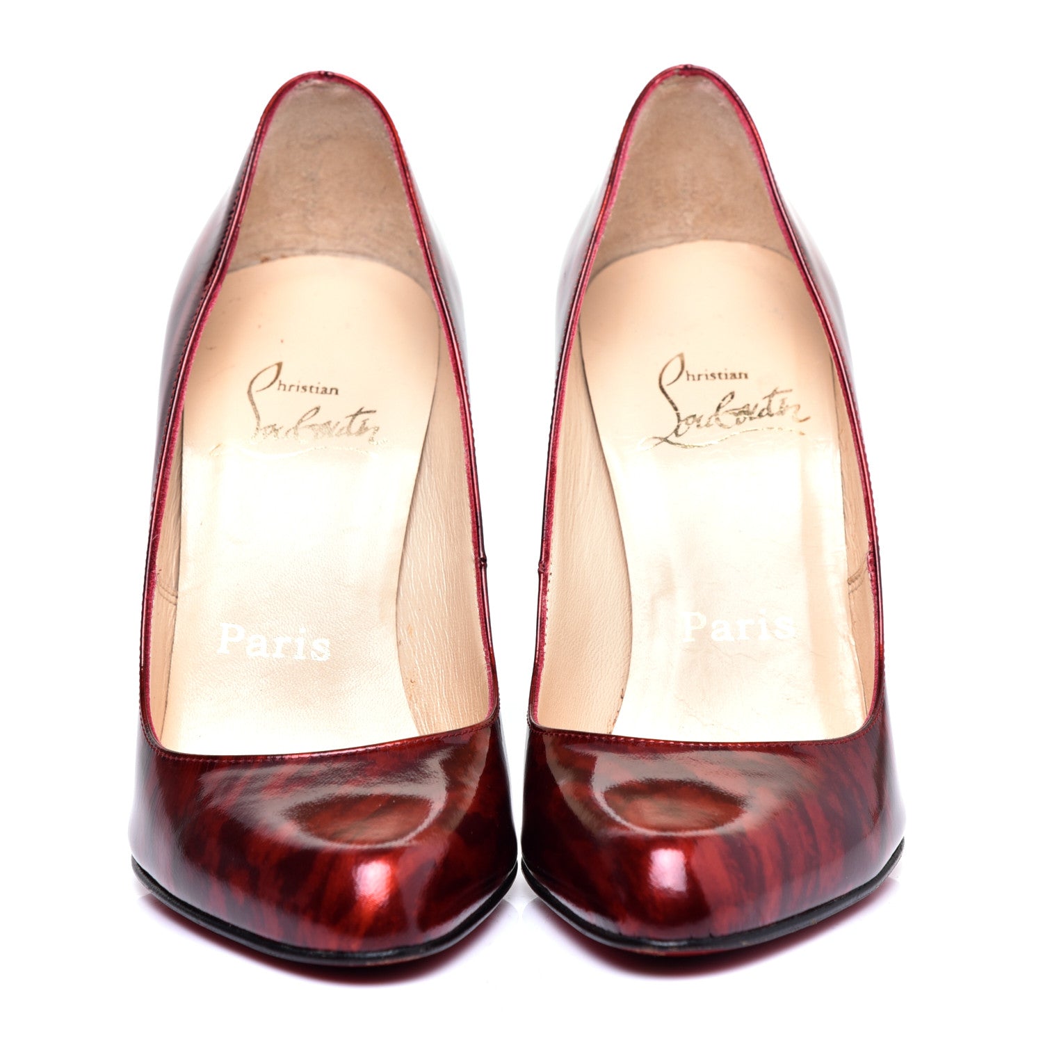 Christian Louboutin Patent Glitter Simple 100 Pumps 36 Burgundy 2 of 7