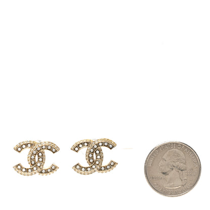 Chanel Crystal Timeless CC Earrings Light Gold 2 of 5