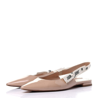 Christian Dior Patent Ribbon J'Adior Slingback Ballet Flats 38 Nude 3 of 11