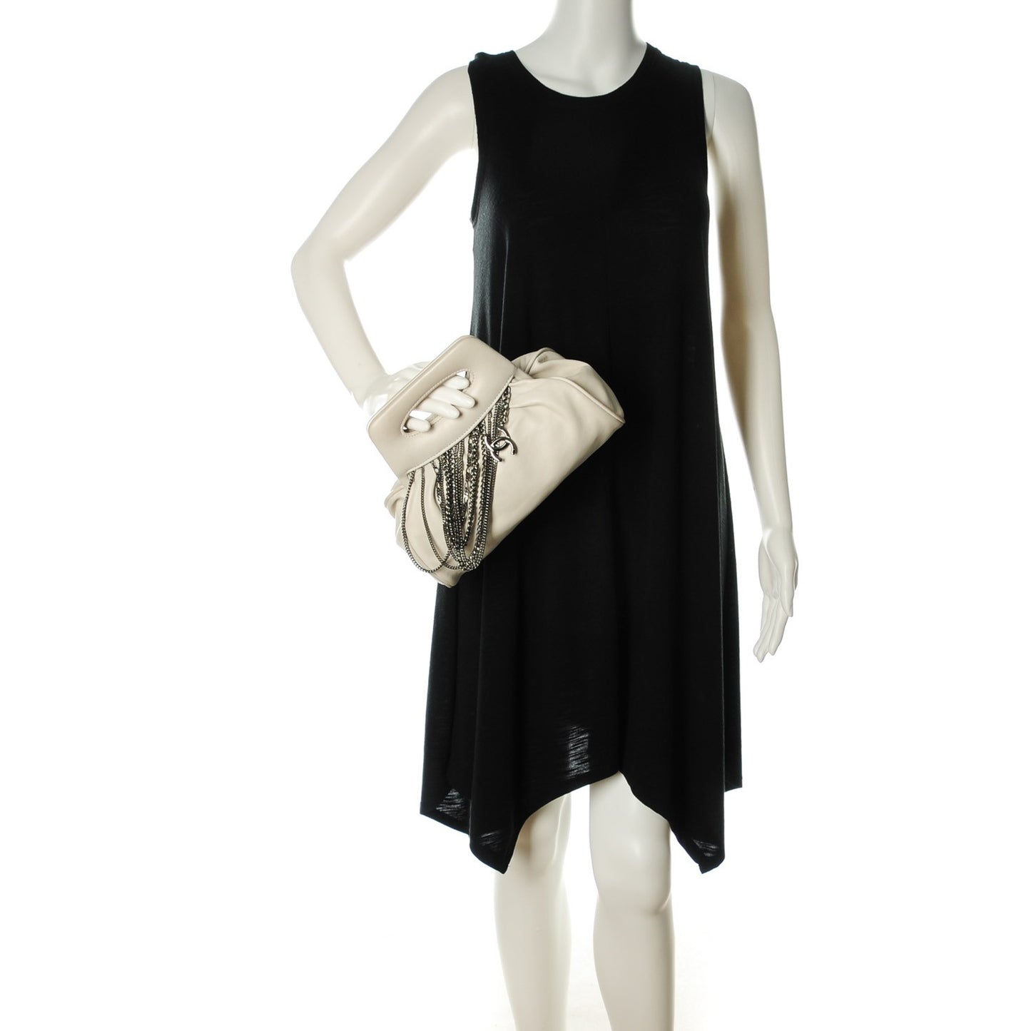 Lambskin Chain Fringe Handbag White