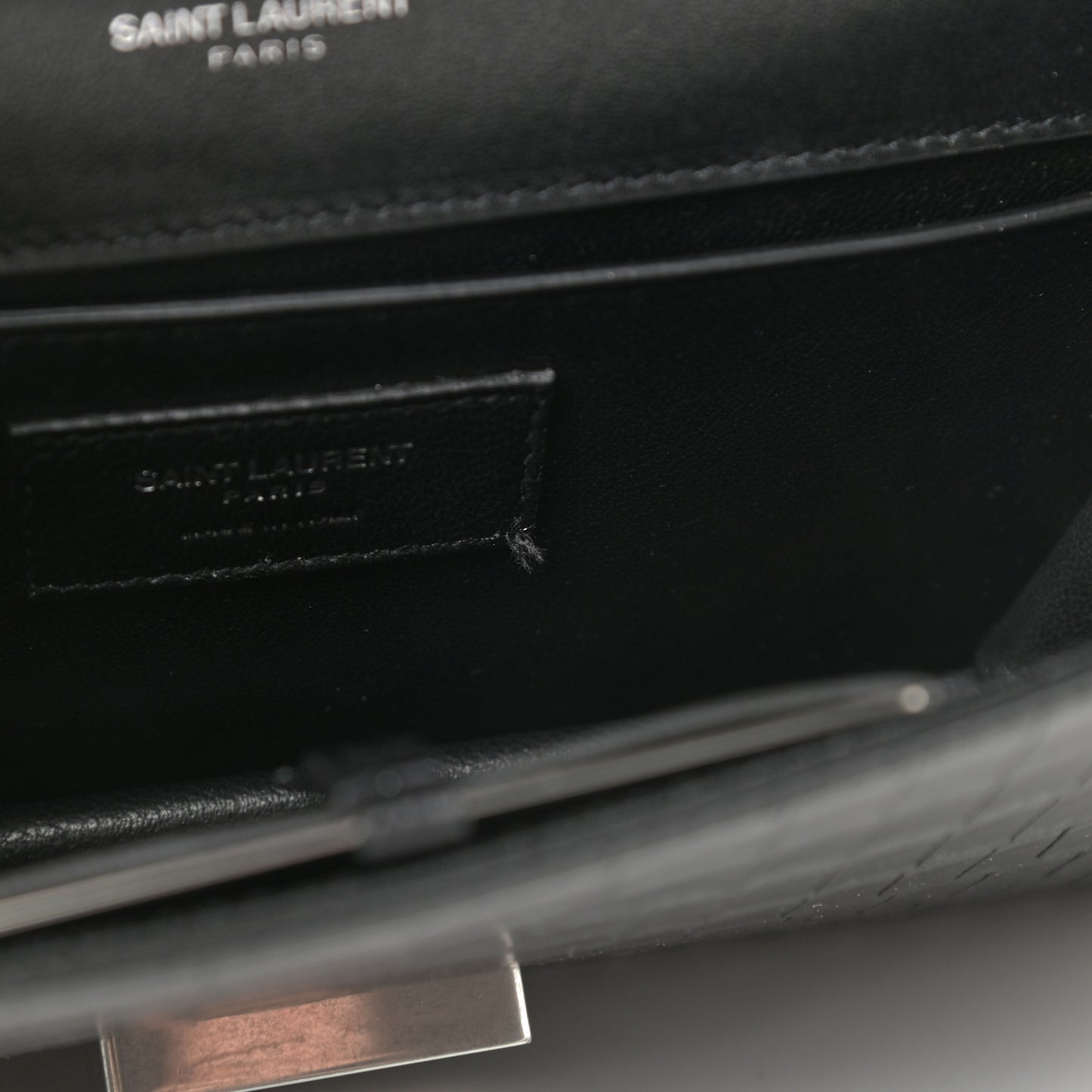 Calfskin Crocodile Embossed Small Babylone Black