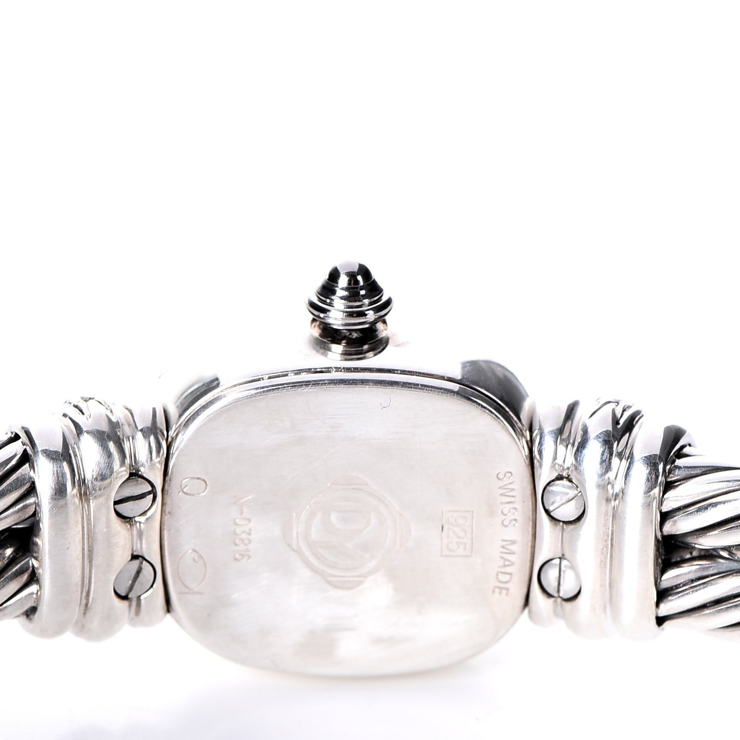 Sterling Silver Diamond Mother of Pearl 19mm Cable Chelsea Quartz Watch