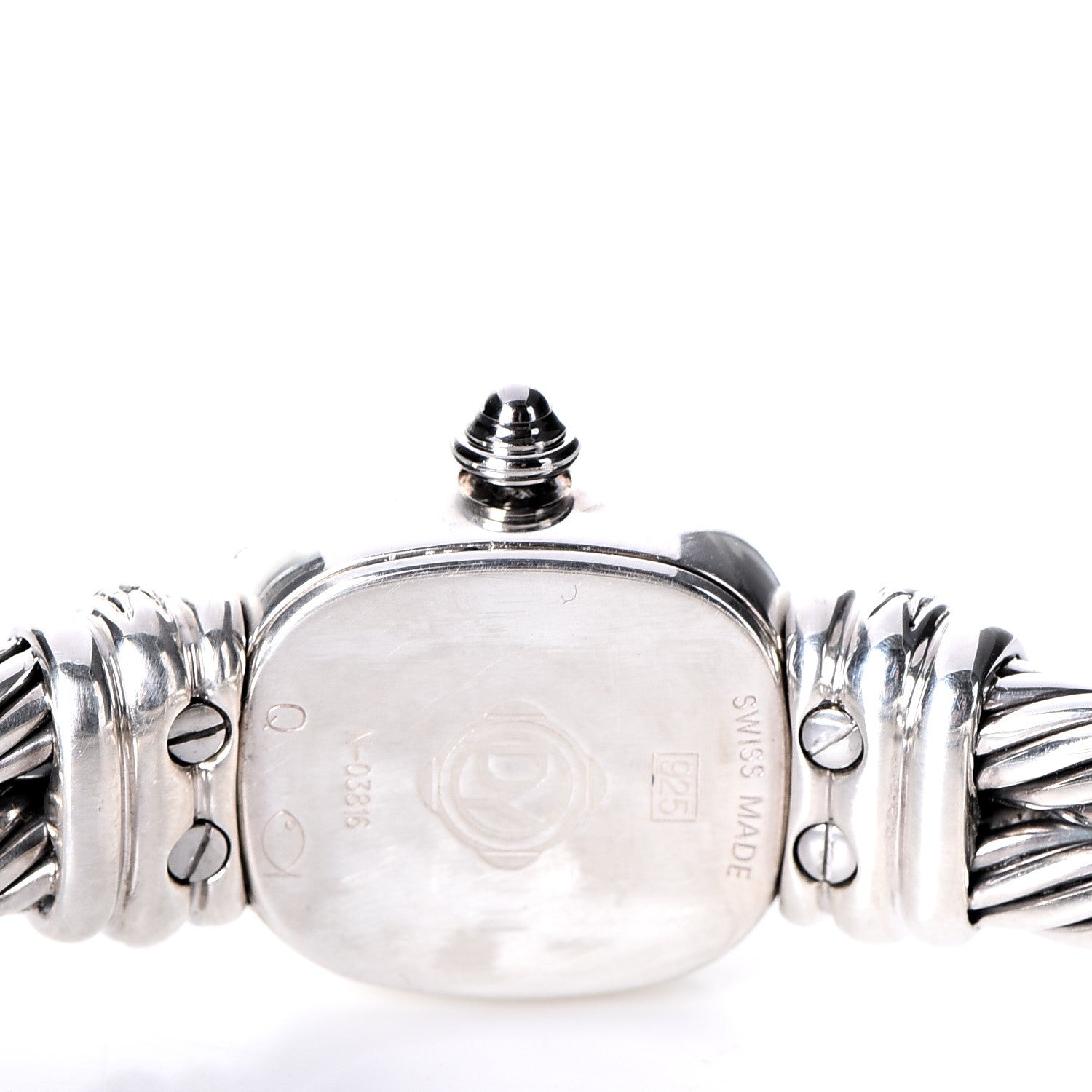 David Yurman Sterling Silver Diamond Mother of Pearl 19mm Cable Chelsea Quartz Watch 5 of 7