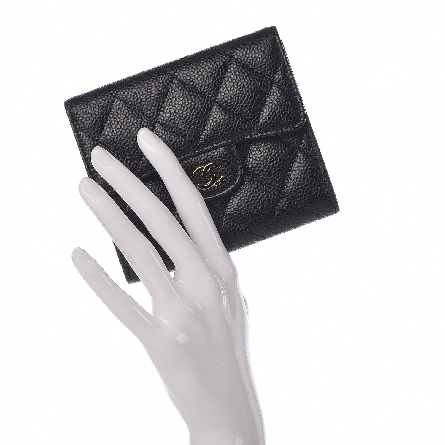 Chanel Caviar Quilted Compact Flap Wallet Black 2 of 9