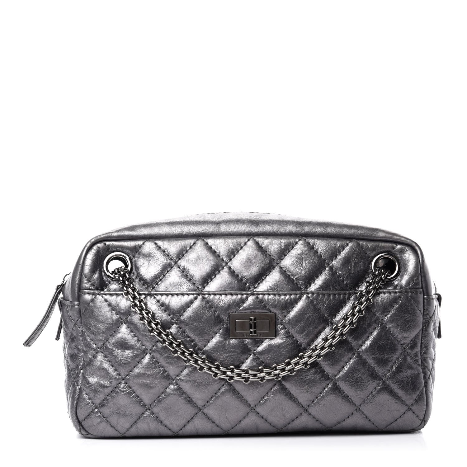 Chanel Metallic Aged Calfskin Quilted Medium Reissue Camera Case Dark Silver 1 of 11