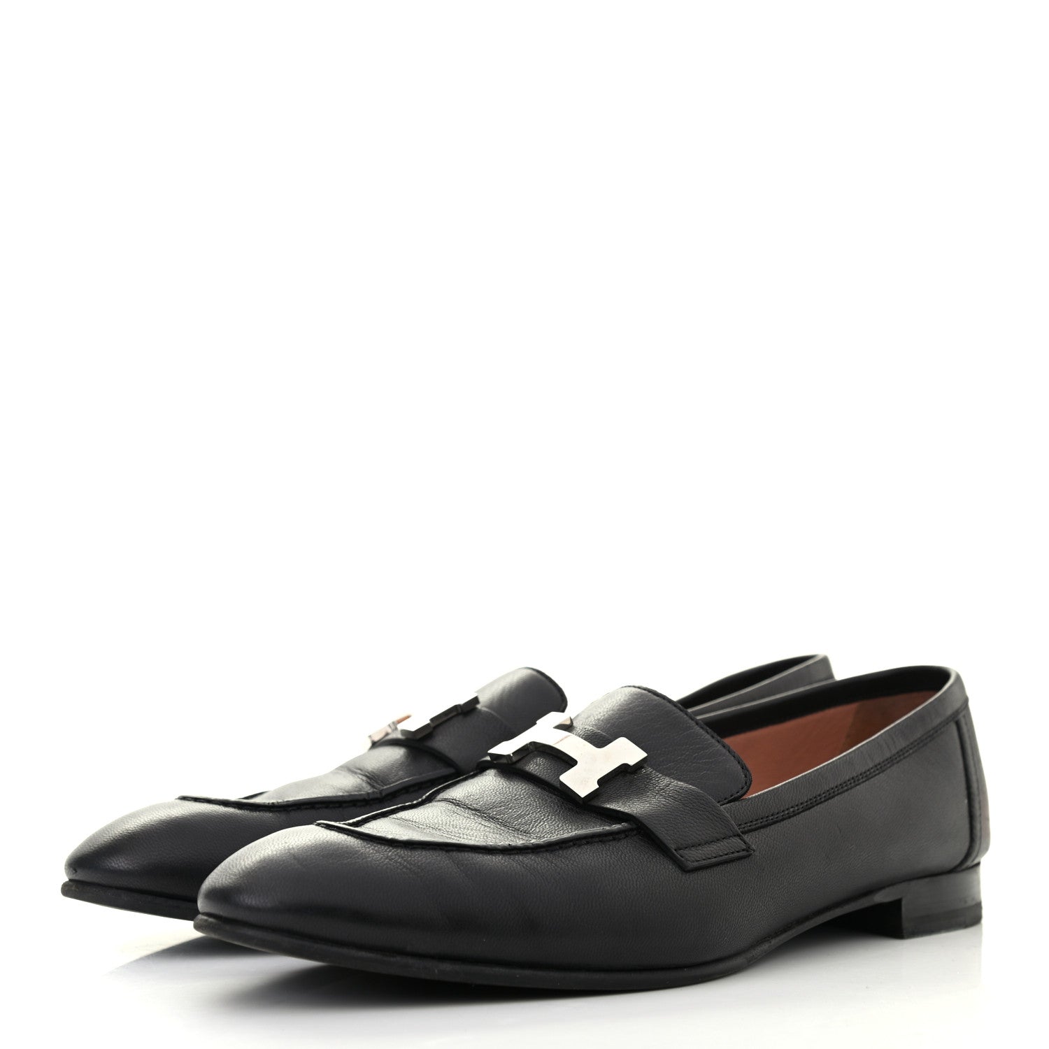 Hermes Goatskin Womens Paris Loafers 39 Black 3 of 9