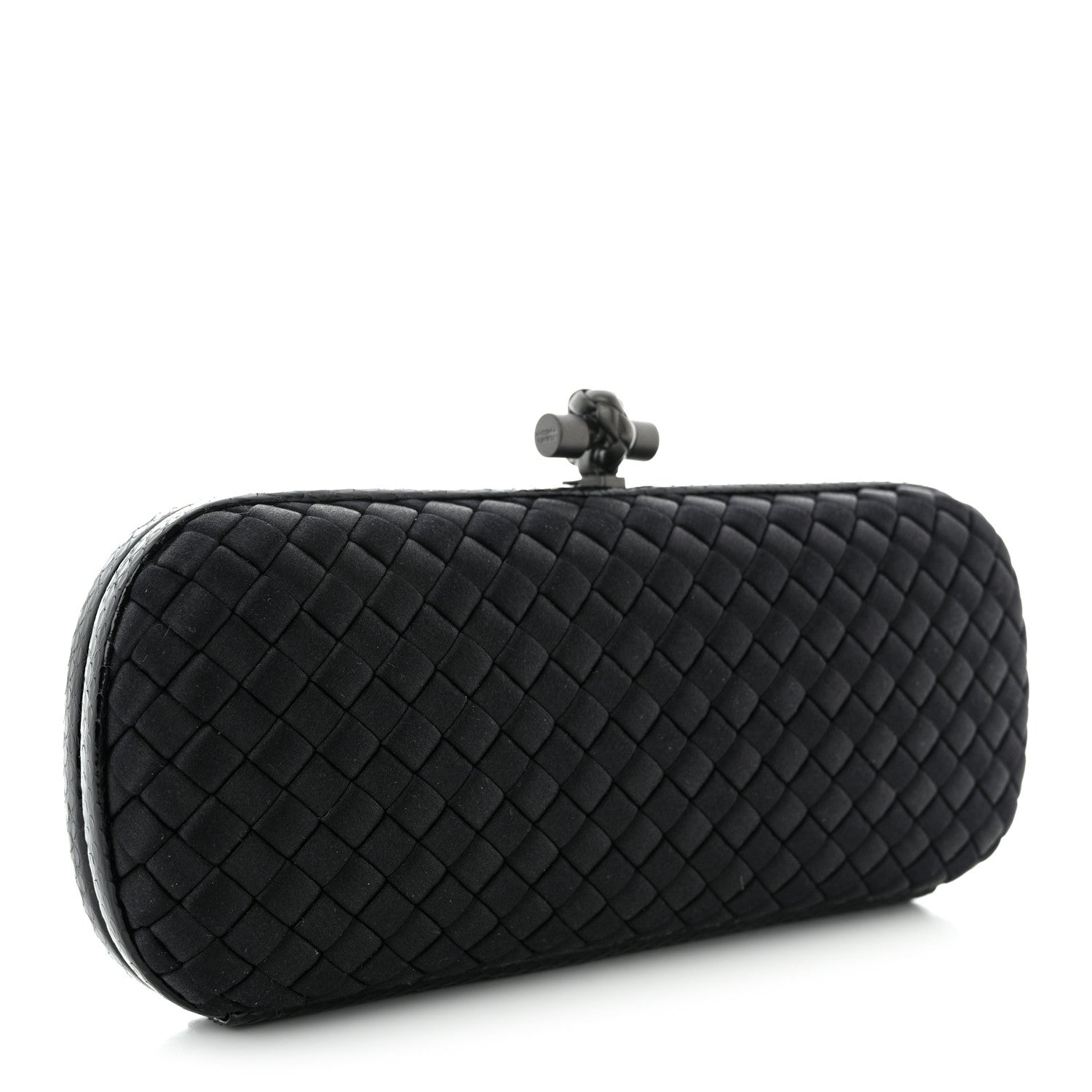Bottega Veneta Satin Ayers Intreccio Impero Stretch Knot Clutch Black 3 of 8